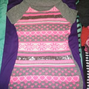 PINK AND GREY SWEATER T-SHIRT DRESS